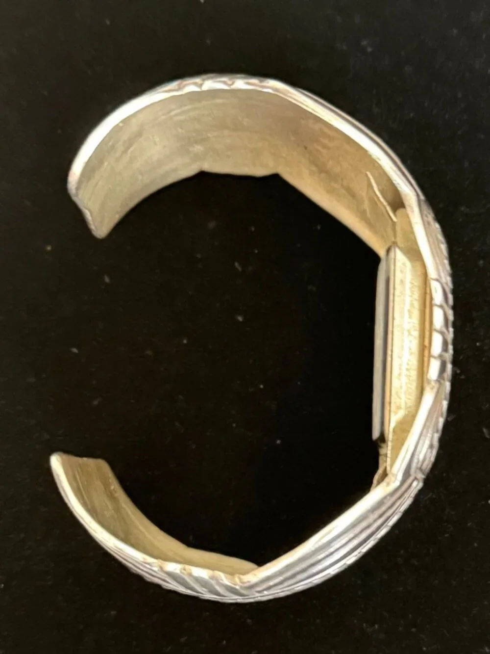 HANDCRAFTED NATIVE AMERICAN HAND-STAMPED STERLING WATCH CUFF